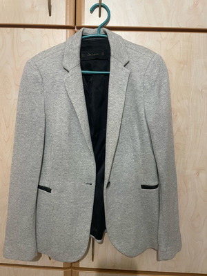 Zara fabric jacket like new, gray, with button at waist