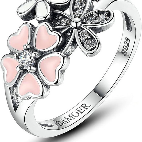 Ring with natural white topazes new, tungsten, size 51