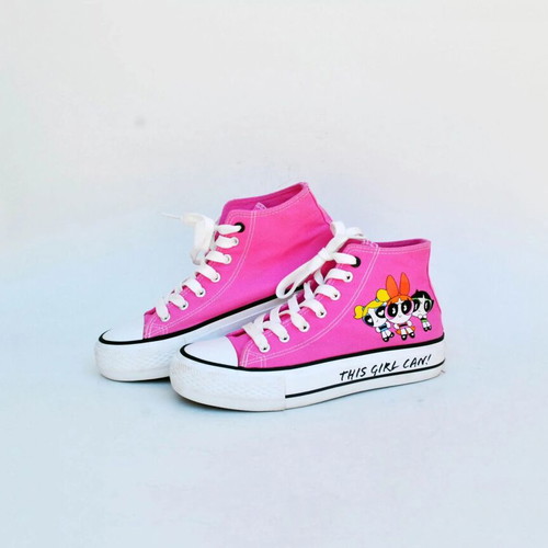 Powerpuff Girls Pink Canvas High Top Sneakers Sprandi like new, size 38