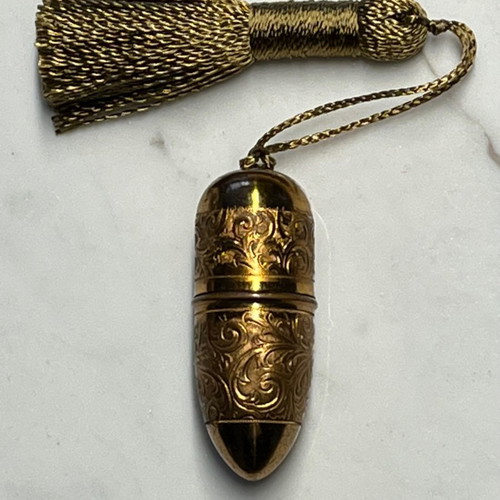 Needle Case used, gold-plated Austrian 1900-1930