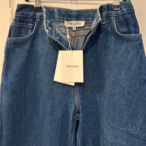 Mom Fit Jean Milkwhite καινούργιο, λευκά πούπουλα και δερματίνη