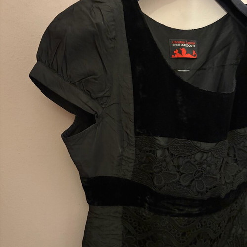 Christian Lacroix silk velvet lace dress like new, black
