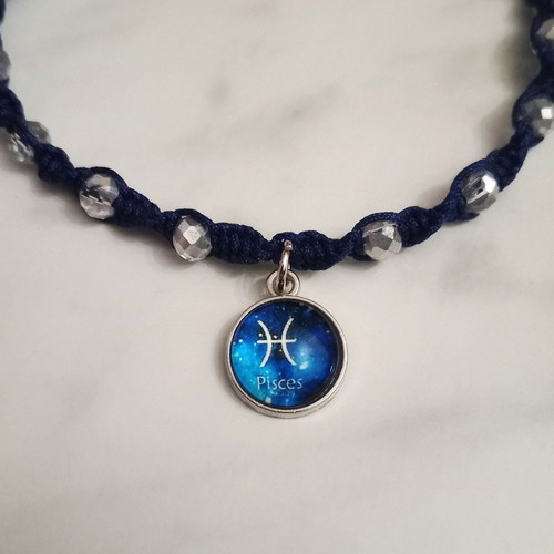 Women's Blue Pisces Zodiac Bracelet new with silver details