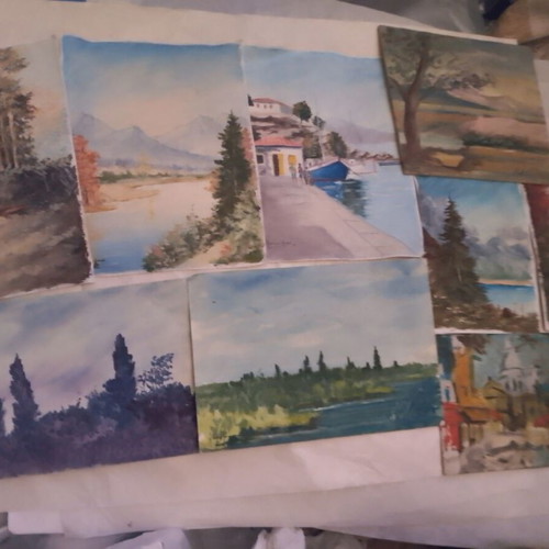 Set of 15 original landscape paintings on canvas