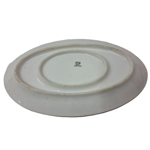Vintage white oval serving plate from Czech porcelain used