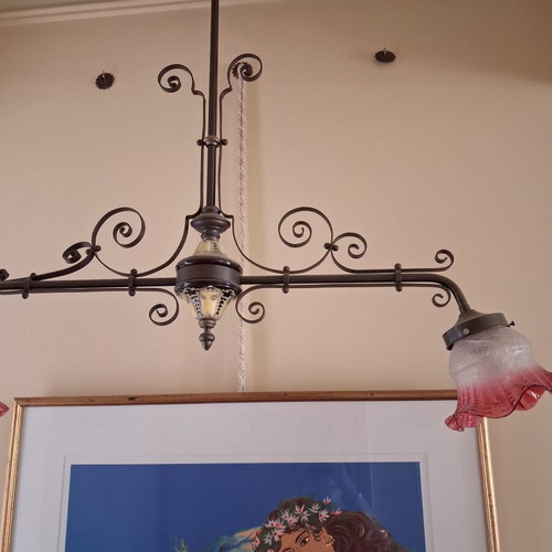 Chandelier with brass elements like new, period 1910 from Prague