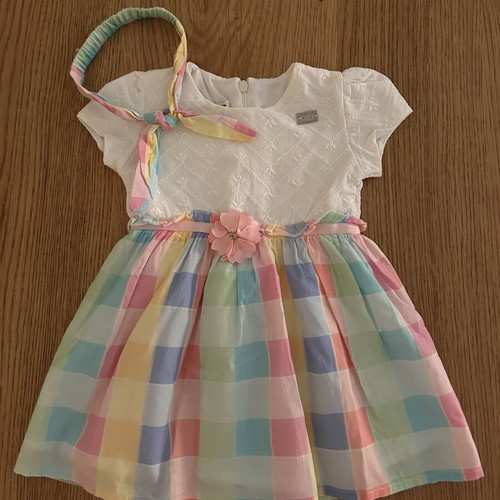 Baby dress with matching hairband like new, 6-9 months