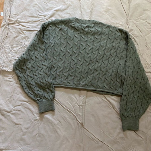 Khaki short sweater with braids Zara like new, size M