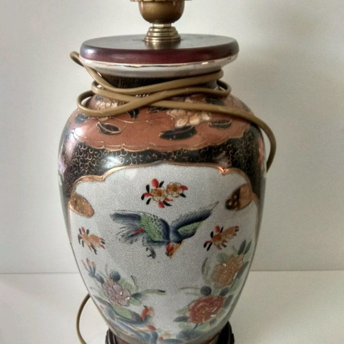 Royal Satsuma set used, 8 pieces with lamp and vases