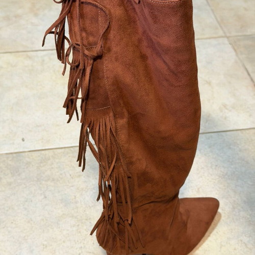 Migato boots with 10cm heel used, brown size 38 with fringes