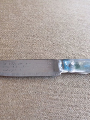 Vintage μικρό ενθύμιο Κρήτης διακοσμητικό μαχαίρι μεταχειρισμένο με μαντινάδα