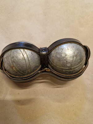 Petanque balls French game heavy metal, used with surface scratches