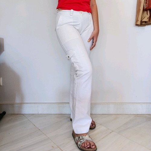 Sisan Vintage Y2K White Cargo Pants Size S Like New