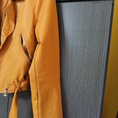 Pink Woman women's faux leather jacket size S like new, orange