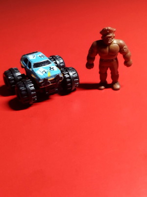Miniatures used, Micro Machine car and figure set of 2