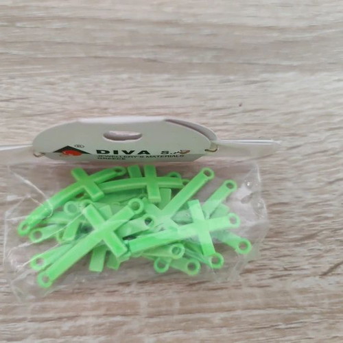 Metal Cross Charms neon green, pack of 15, new