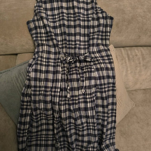 Midi checked dress No 40 used, white and blue