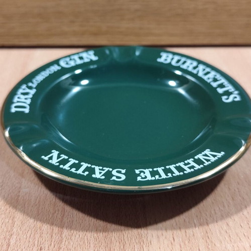 Burnett's Dry Gin ceramic ashtray like new