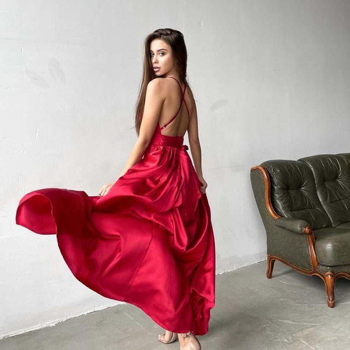 Red Maxi Dress size S new