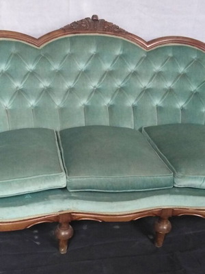 Classic style living room set used, petrol color, 5 pieces
