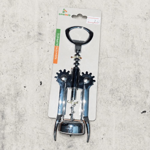 Spring metal wing corkscrew wine opener, unused