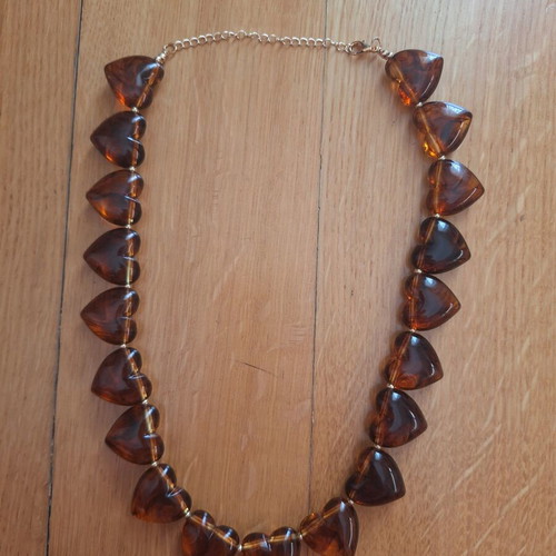 Resin necklace Tartaruga new, brown and gold