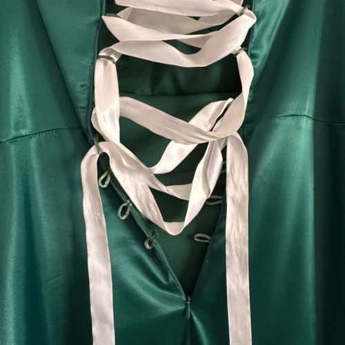 Satin dress emerald No40 used with back ribbons
