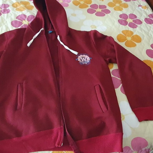 Men's burgundy hoodie jacket like new, size XXL