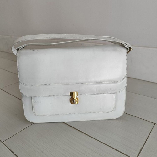 Vintage leather shoulder bag white, like new