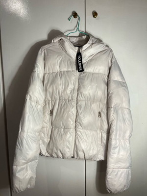 Bershka white puffer jacket used, size M