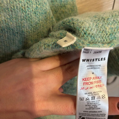 Whistles light green sweater 38% wool like new