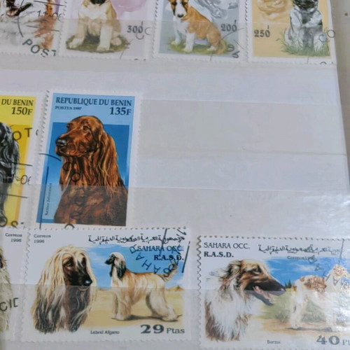 Dog-themed stamp collection like new, 15 pieces