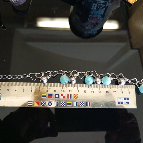 Silver women's bracelet 925 new with larimar stone 23cm