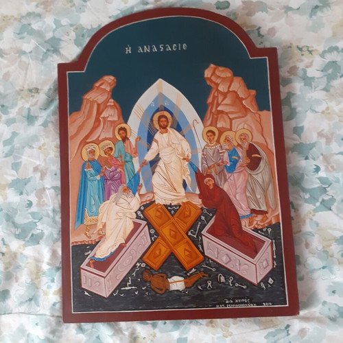 Byzantine icon new, egg tempera on wood with real gold leaf