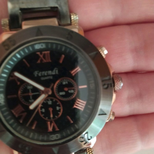 Ferendi women's watch used, dark brown with rose gold details