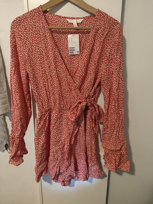 H&M playsuit, size S, red and white