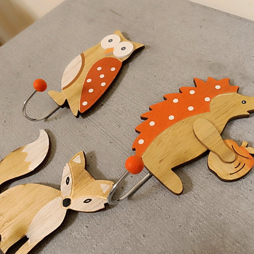 Children's animal wall hooks set of 3 new