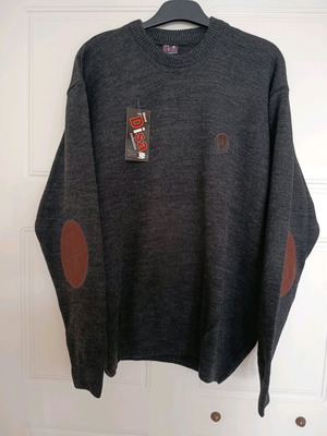Men's sweater new knitted blue with leather details