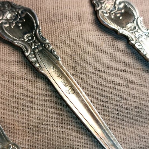 Vintage dessert spoons used, set of 5 pieces