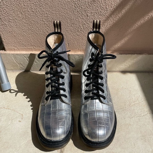 Tsoukalas Shoes silver ankle boots used, size 38, 3 cm heel