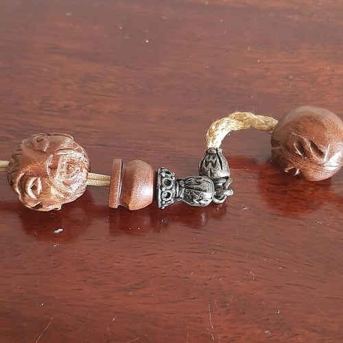 Worry beads used, handmade wooden with 19 carved beads