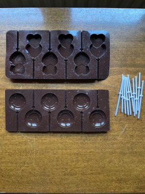 Silicone molds for lollipops and chocolates with sticks new, set of 2