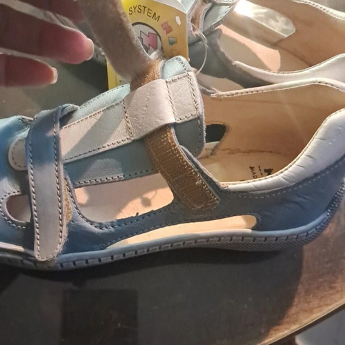 Leather Anatomical Sandals Size 32 New, White and Turquoise