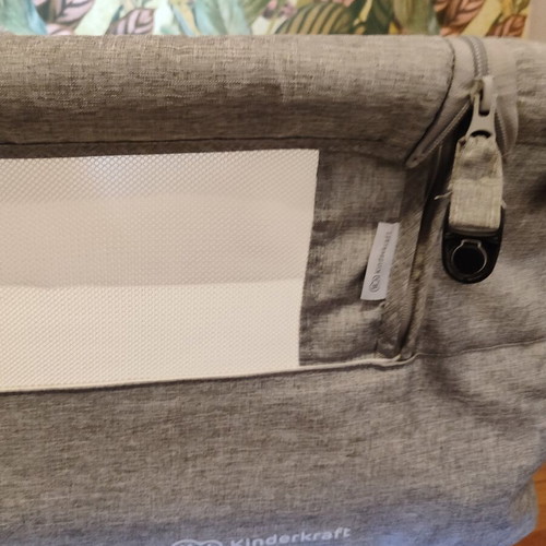 Kinderkraft Neste Up Grey baby cot with mattress and side opening