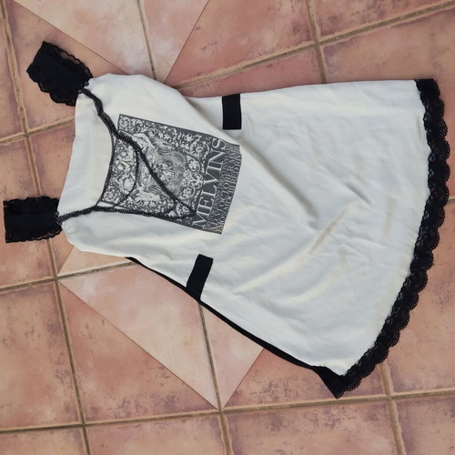 Imperial Lingerie Mini Dress with Lace and Melvins Band Print like new
