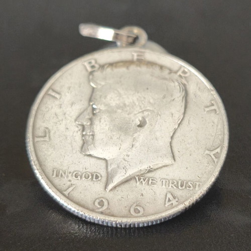 Pendant 1/2 Dollar Kennedy 1964 silver 900° used