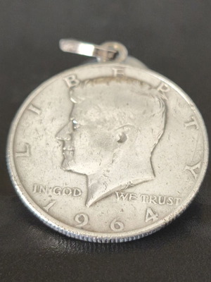 Pendant 1/2 Dollar Kennedy 1964 silver 900° used