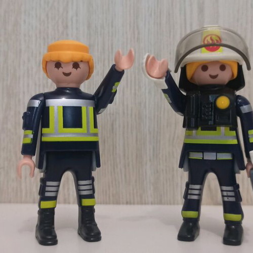 Playmobil Surprise couple of used firefighter figures with accessories