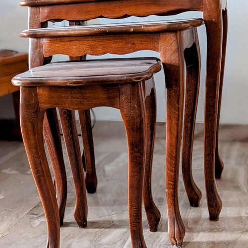 Wooden tables used, set of three