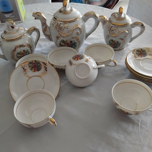 Japanese porcelain tea set with lithophane, new